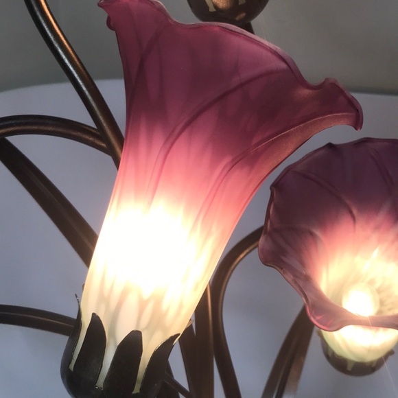 Fuchsia Tulip Glass &  Bronze Dragonfly Tiffany Vintage Lamp New (TL4352e)LLF - Picture 2 of 7